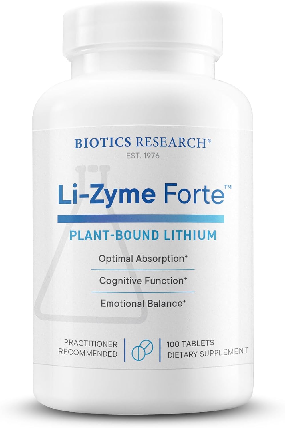 Li-Zyme Forte - Litio de Origen Vegetal con Enlace Fitoquímico, 100 Comprimidos