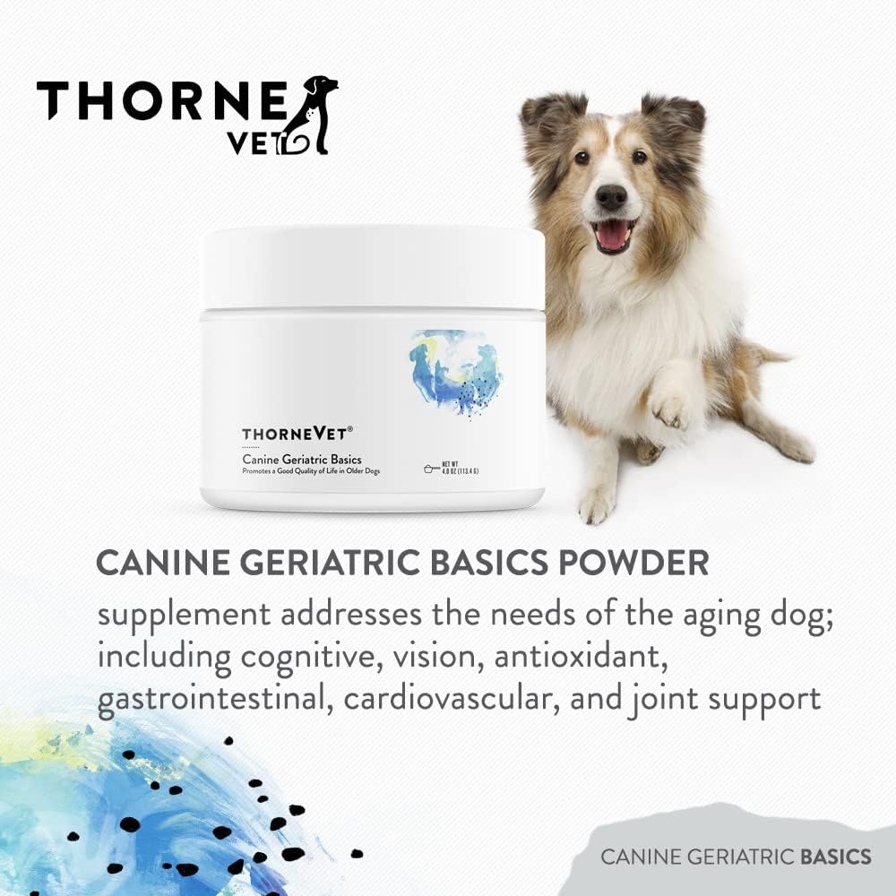ThorneVET Canine Geriatric Basics – Fórmula en polvo multivitamínico/mineral para perros mayores, 90 dosis