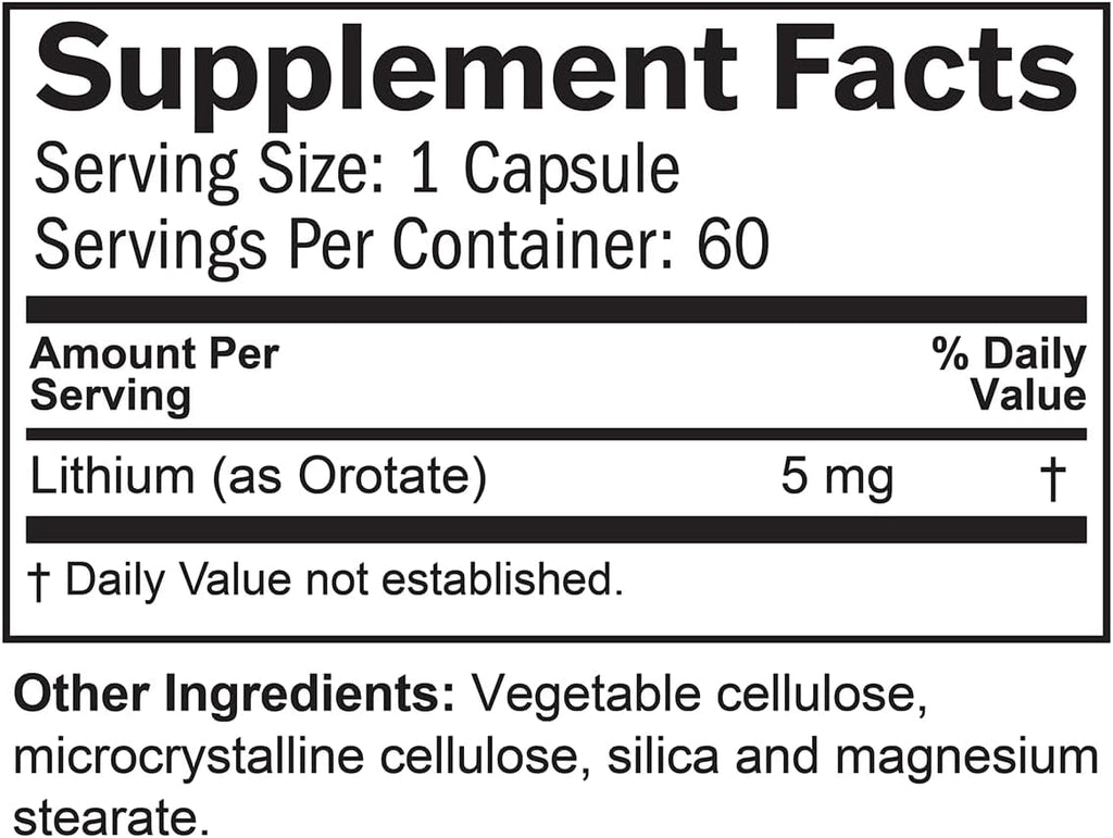 BRAINMD Litio Orotato - 60 Cápsulas - Apoyo Cerebral - Sin Gluten