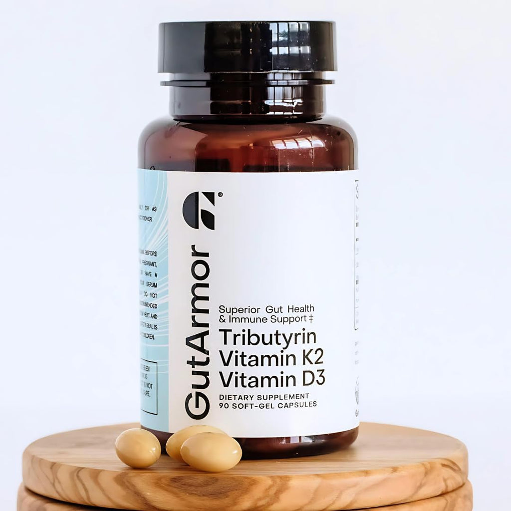 GutArmor Salud Intestinal y Cardíaca + Apoyo Inmunológico | 3 Meses | 90 Cápsulas Blandas | Butirato Puro 350mg, Vitamina D3 2000 UI y Vitamina K2 120 mcg