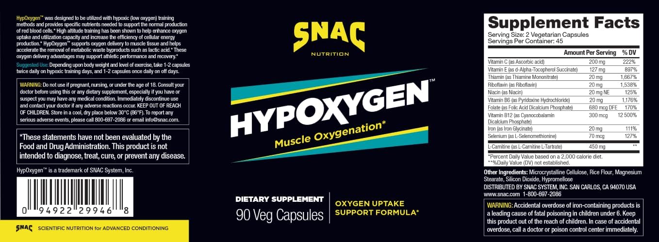 SNAC HypOxygen – Formula for Oxygenation and Performance, 90 Capsules