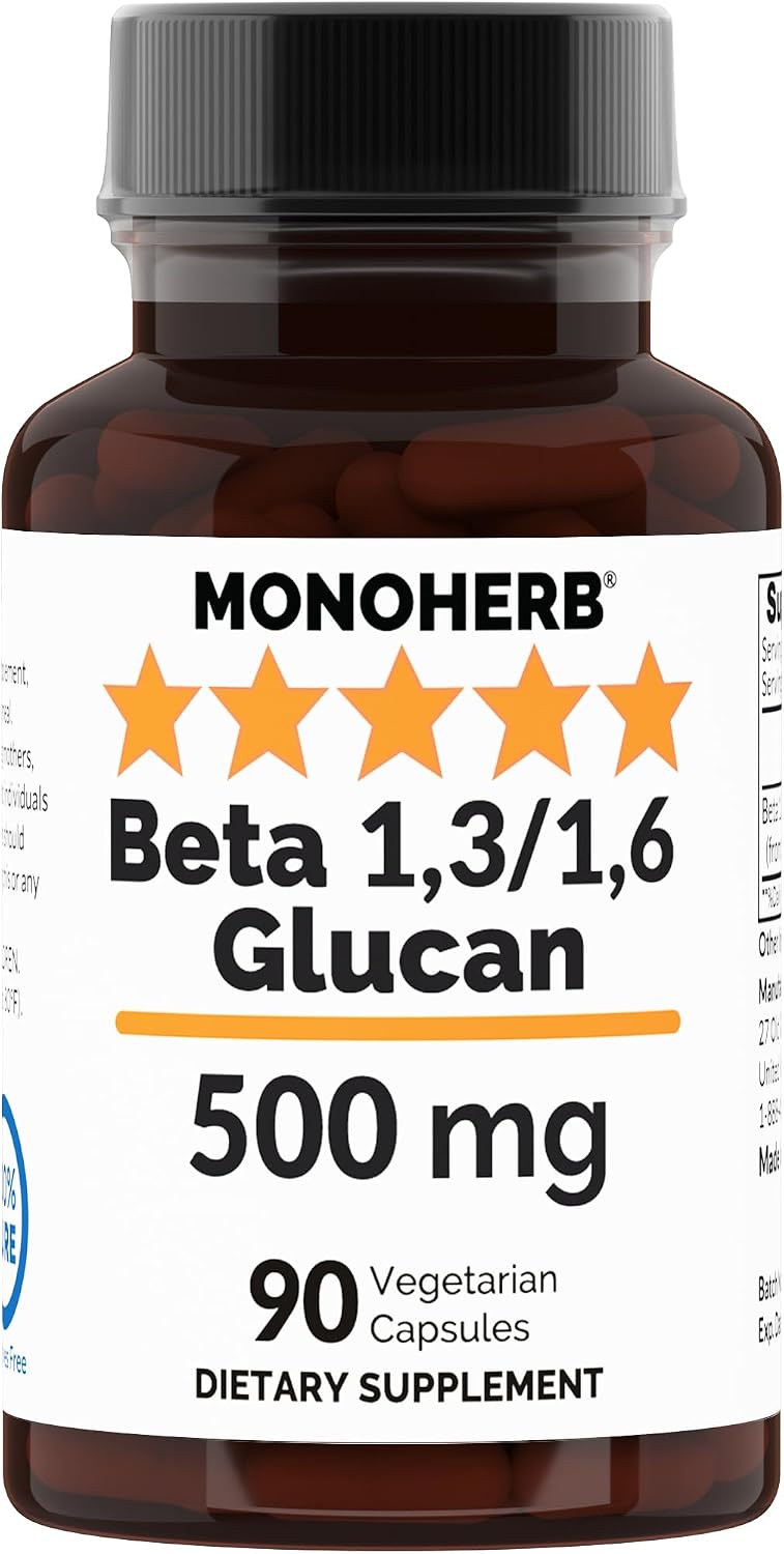 MONOHERB Beta 1,3/1,6 Glucan 500 mg - 90 Cápsulas Veganas