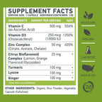 MUSCLE FOOD LABS ZDC Plus | Vitamina C 500mg, D3, Zinc, Cúrcuma, Jengibre, Lisina | 120 Cápsulas Veganas