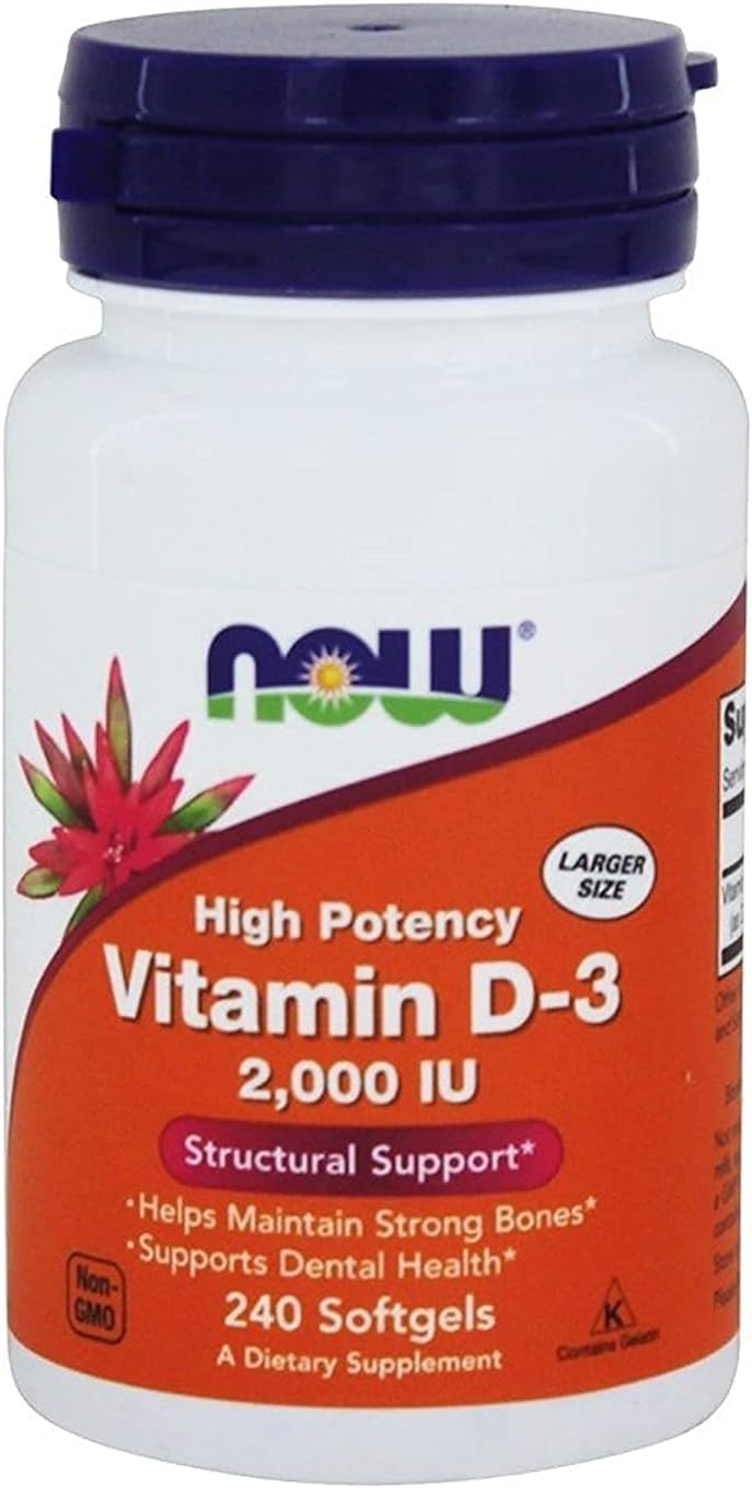 NOW Foods Vitamin D3 2,000 IU (2-Pack 240 Softgels)