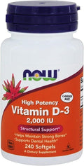 NOW Foods Vitamin D3 2,000 IU (2-Pack 240 Softgels)
