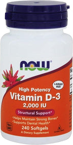 NOW Foods Vitamin D3 2,000 IU (2-Pack 240 Softgels)