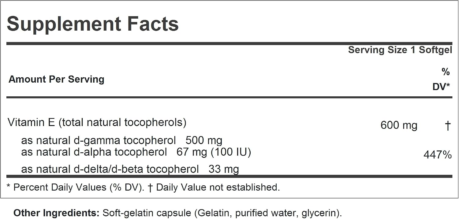 ANDREW LESSMAN Vitamina E Gamma Definitiva - 500 mg Gamma Tocoferol, 360 Cápsulas Blandas