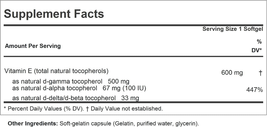 ANDREW LESSMAN Ultimate Gamma Vitamina E 180 Cápsulas Blandas - 500 mg Gamma Tocoferol, Tocoferoles Naturales