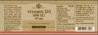 Solgar Vitamina D3 (Colecalciferol) 400 UI, 100 Cápsulas Blandas
