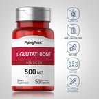 Piping Rock L Glutatión 500 mg, 50 Cápsulas - Forma Reducida, Sin OGM y Sin Gluten