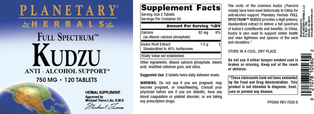 Planetary Herbals Full Spectrum Kudzu Comprimidos, 120 uds.