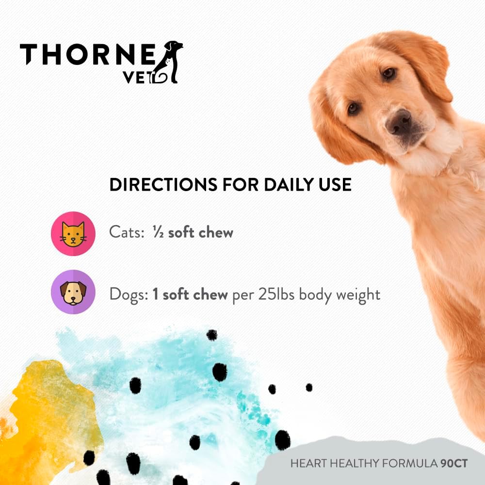ThorneVet Heart Healthy Formula – Apoyo Cardiovascular para Perros y Gatos, 90 Soft Chews