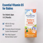 Nordic Naturals Baby's Vitamin D3, sin sabor - 400 UI - 90 dosis