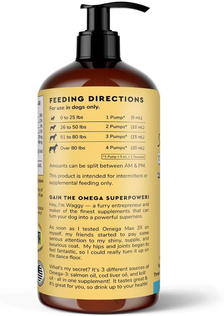 Wonder Paws Aceite de Pescado para Perros - Omega 3 de Salmón, Bacalao y Krill de Alaska - EPA DHA - 946 ml