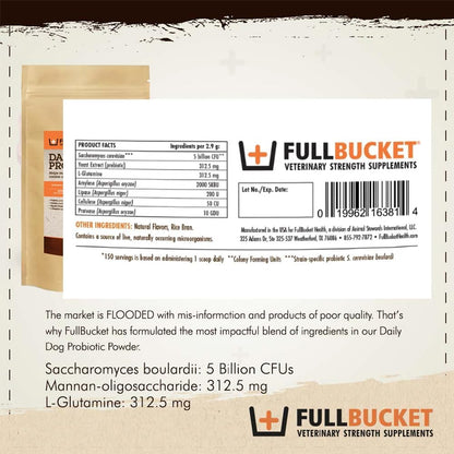 FullBucket Probiótico Diario para Perros - 150 Servicios - Polvo con Probióticos, Prebióticos y Enzimas Digestivas – Image 5