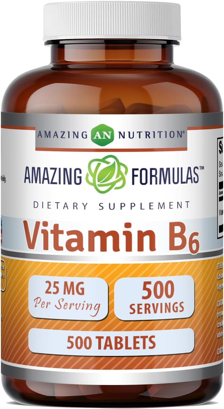 Amazing Formulas Vitamina B6 (Piridoxina) 25 mg | 500 Comprimidos