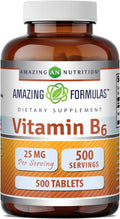 Amazing Formulas Vitamina B6 (Piridoxina) 25 mg | 500 Comprimidos
