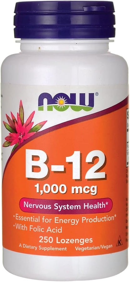 NOW Foods B-12, 100 Comprimidos para chupar – Metabolismo energético normal: Participa en el metabolismo – Image 4