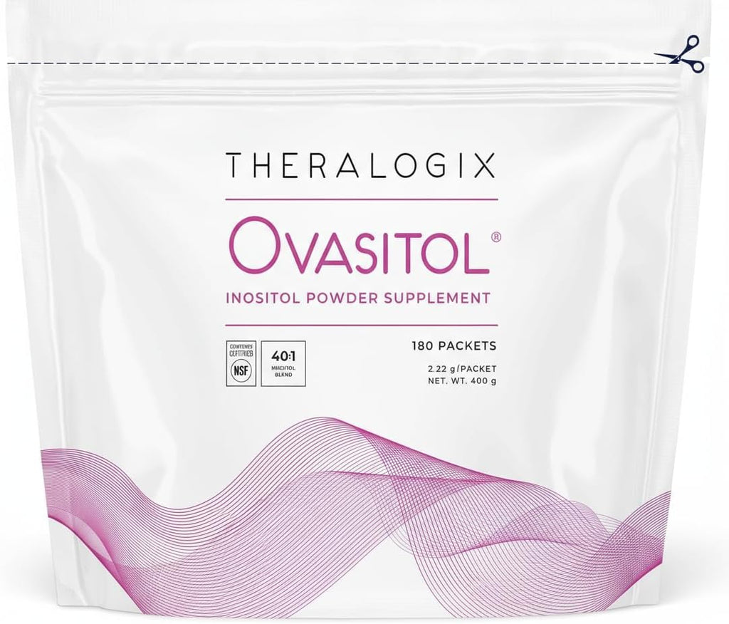 Theralogix Ovasitol Inositol Polvo en Sobres - Suministro para 90 Días - Mioinositol y D-Chiro Inositol - Certificado por NSF - 180 Sobres