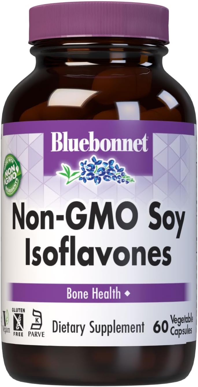 Bluebonnet Nutrition Isoflavonas de Soja No-GMO, 40 mg, 60 Cápsulas Vegetales