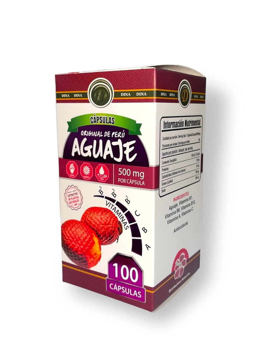 Aguaje del Perú, 100 Cápsulas de 500 mg, Formato Botella para Rutina Diaria y Bienestar General