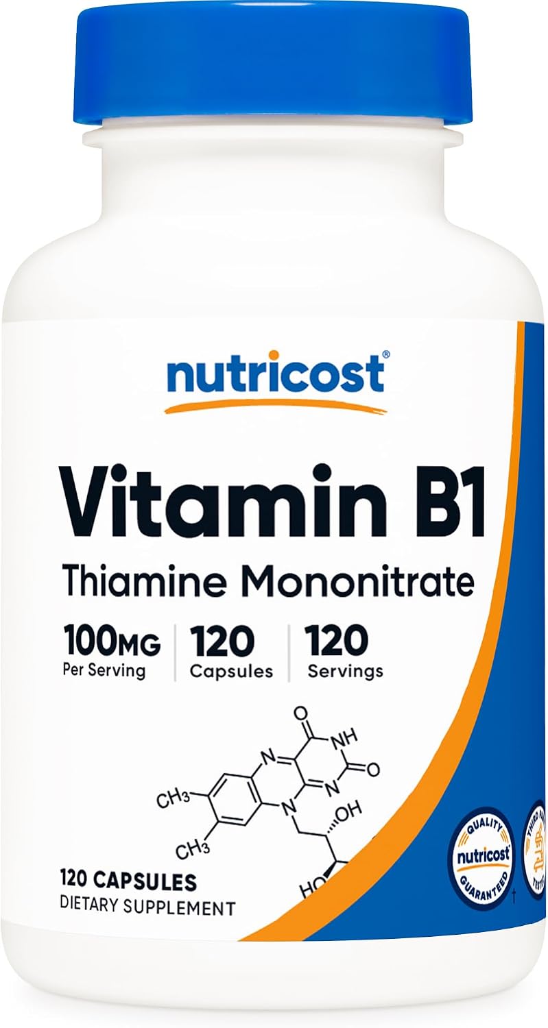 Nutricost Vitamina B1 (Tiamina) 100mg, 120 Cápsulas - Sin Gluten y No-GMO