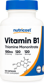 Nutricost Vitamina B1 (Tiamina) 100mg, 120 Cápsulas - Sin Gluten y No-GMO