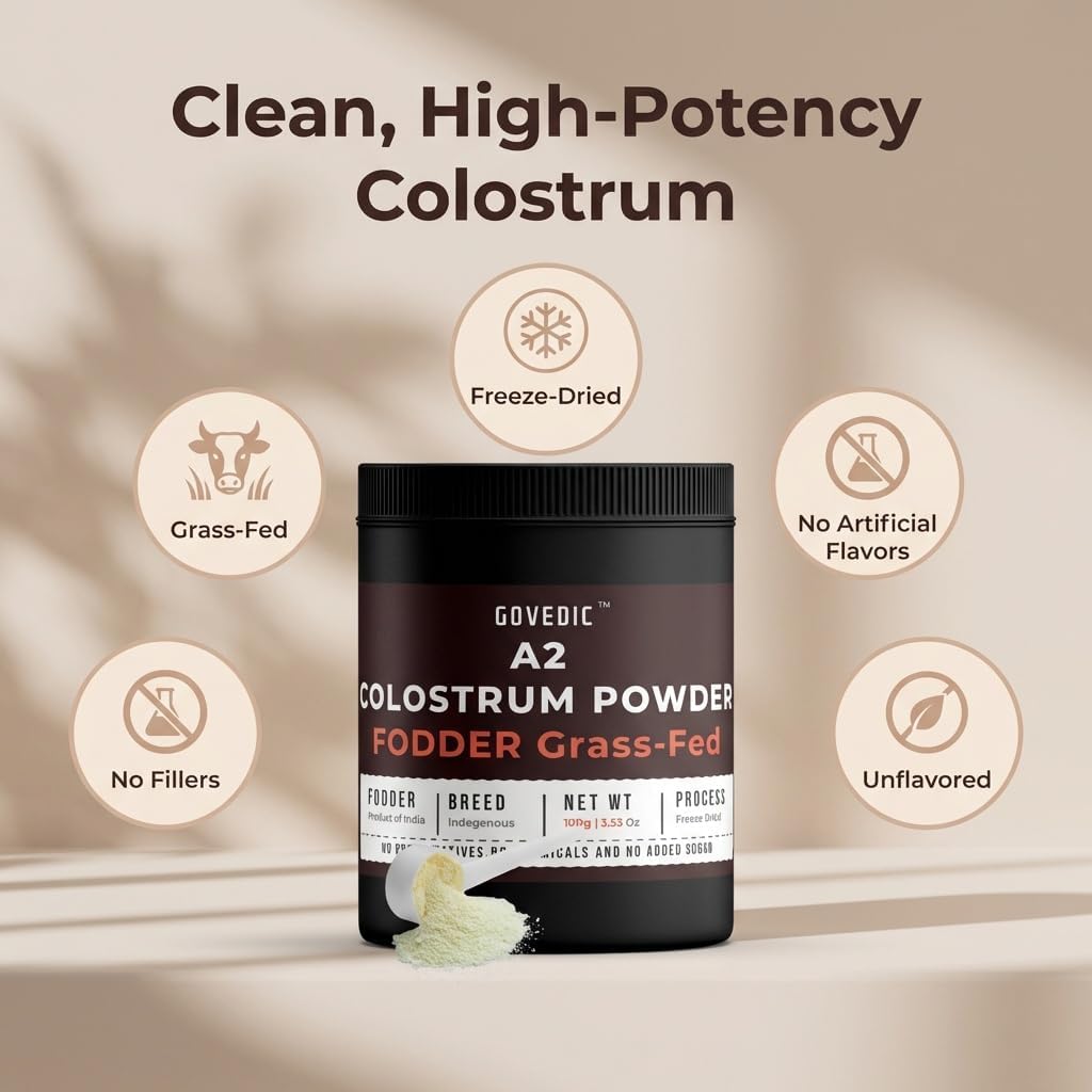 govedic Polvo de Calostro Bovino para Adultos — Vacas A2 Alimentadas con Pasto, 40%+ IgG | Salud Intestinal, Apoyo Inmunológico y Recuperación Muscular | Sin Sabor | 50 Porciones