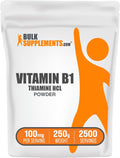 BulkSupplements Thiamine HCl Powder - Polvo de Tiamina HCl (Vitamina B1) 100mg por Dosis, 250g