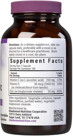 Bluebonnet Nutrition Vitamina C, D3 y Zinc – 100 Cápsulas Vegetales