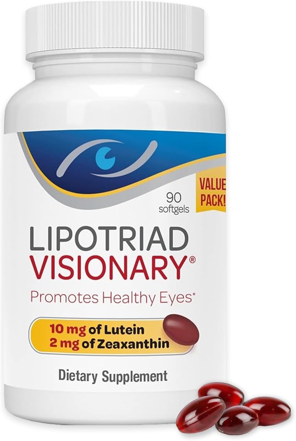 Lipotriad Visionary Eye Vitamins - 90 Cápsulas - Suplemento Ocular con Luteína y Zeaxantina