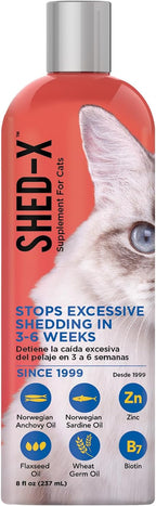 Shed-X Suplemento Líquido para Gatos, 8 oz – 100% Natural – Control de Muda Excesiva con Ácidos Grasos Esenciales, Vitaminas y Minerales