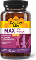 Country Life Max for Women - Iron-Free Multivitamin and Mineral Complex - 120 Vegan Capsules