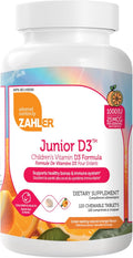 Zahler Junior D3 - 120 Comprimidos Masticables de Vitamina D3 (1000 UI) Sabor Naranja