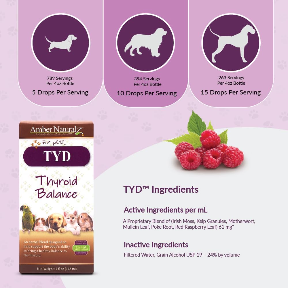 Amber NaturalZ TYD Thyroid Balance - Suplemento herbal para tiroides en mascotas