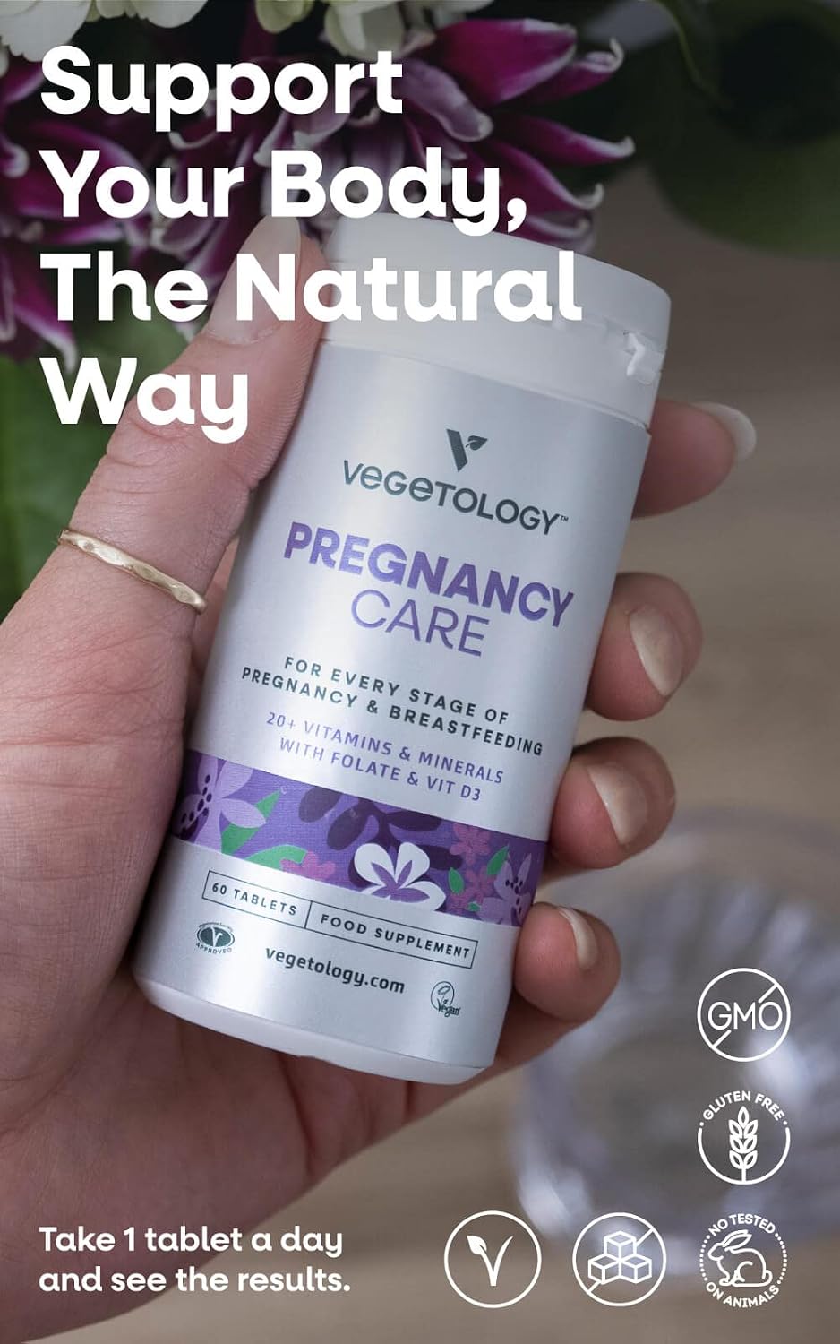 VEGETOLOGY Vitaminas Prenatales y Postnatales Veganas - 60 Comprimidos