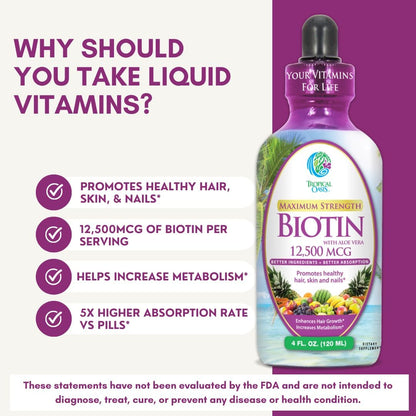 Tropical Oasis Biotina Líquida 12.500 mcg - – La biotina contribuye al metabolismo energético normal . – Image 6