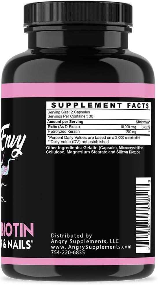 Angry Supplements Hair Envy - Biotina 10.000 mcg + Queratina