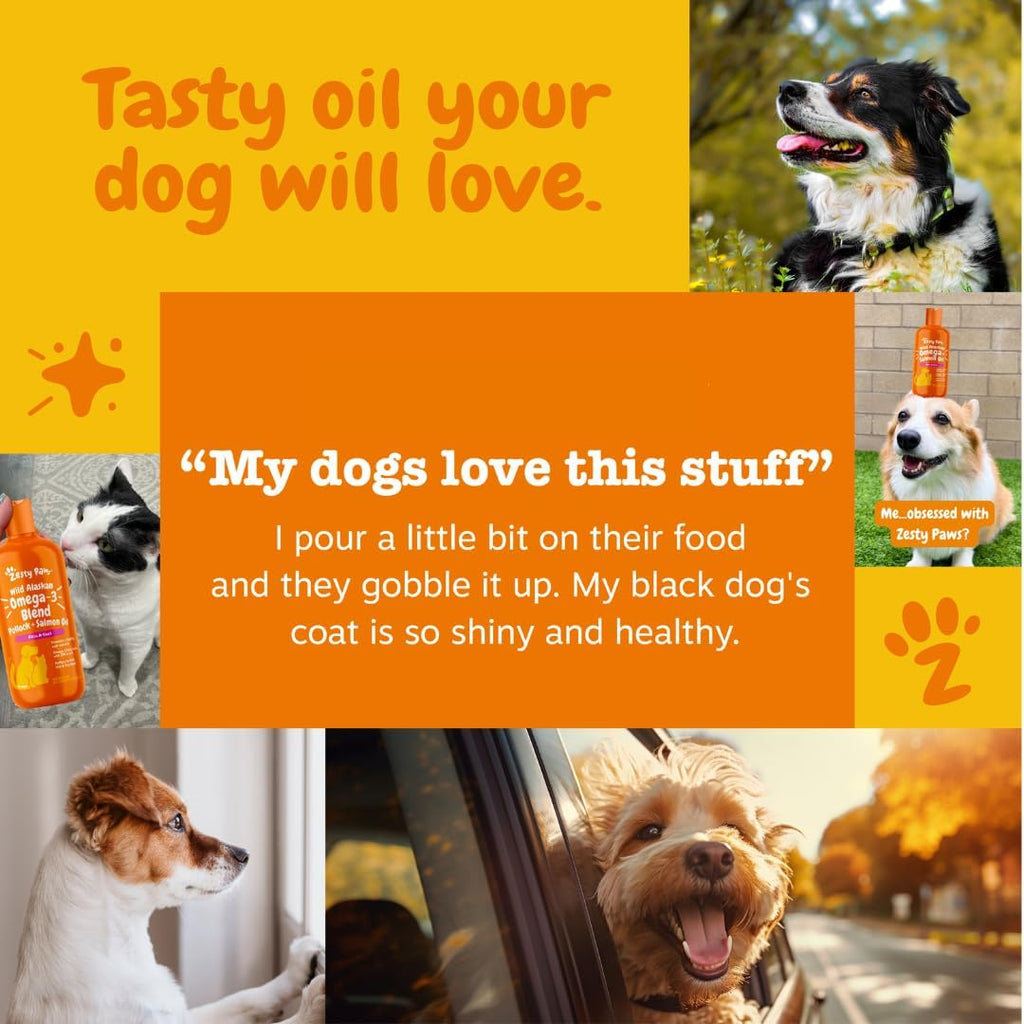 Zesty Paws Aceite de Pescado Wild Alaskan Omega-3 (Salmón y Abadejo) para Perros y Gatos - 946 ml