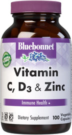 Bluebonnet Nutrition Vitamina C, D3 y Zinc – 100 Cápsulas Vegetales