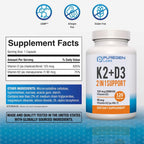 Fórmula 2 en 1 de Alta Potencia: Vitamina D3 5000 UI y K2 MK-7 90 mcg – 240 Cápsulas (8 Meses)