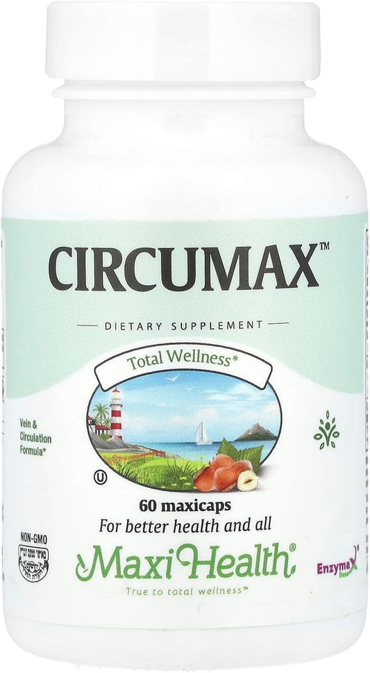 Maxi Health CircuMax – Suplemento de circulación sanguínea con castaño de Indias y rusco – 60 cápsulas – Vegano y kosher