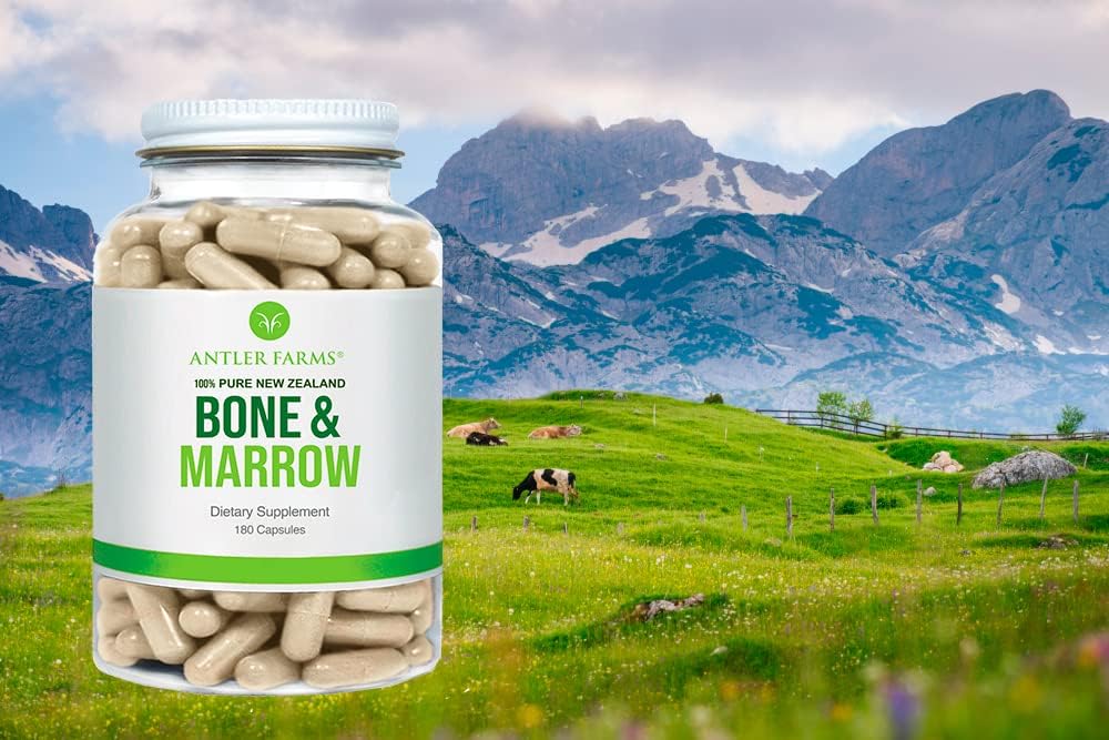 Antler Farms - 100% Hueso y Médula de Nueva Zelanda, 180 Cápsulas, 750mg - Extracto de Hueso Entero de Vacas Alimentadas con Pasto