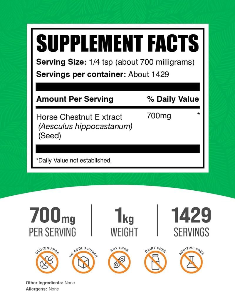 BulkSupplements.com Extracto de Castaño de Indias en Polvo - 1 kg (2.2 lbs)