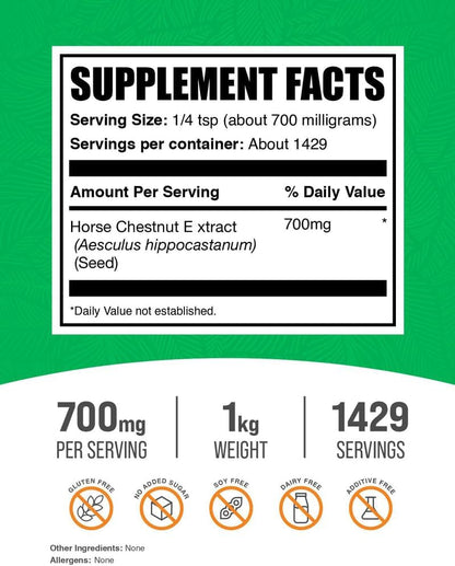 BulkSupplements.com Extracto de Castaño de Indias en Polvo - 1 kg (2.2 lbs) – Image 2