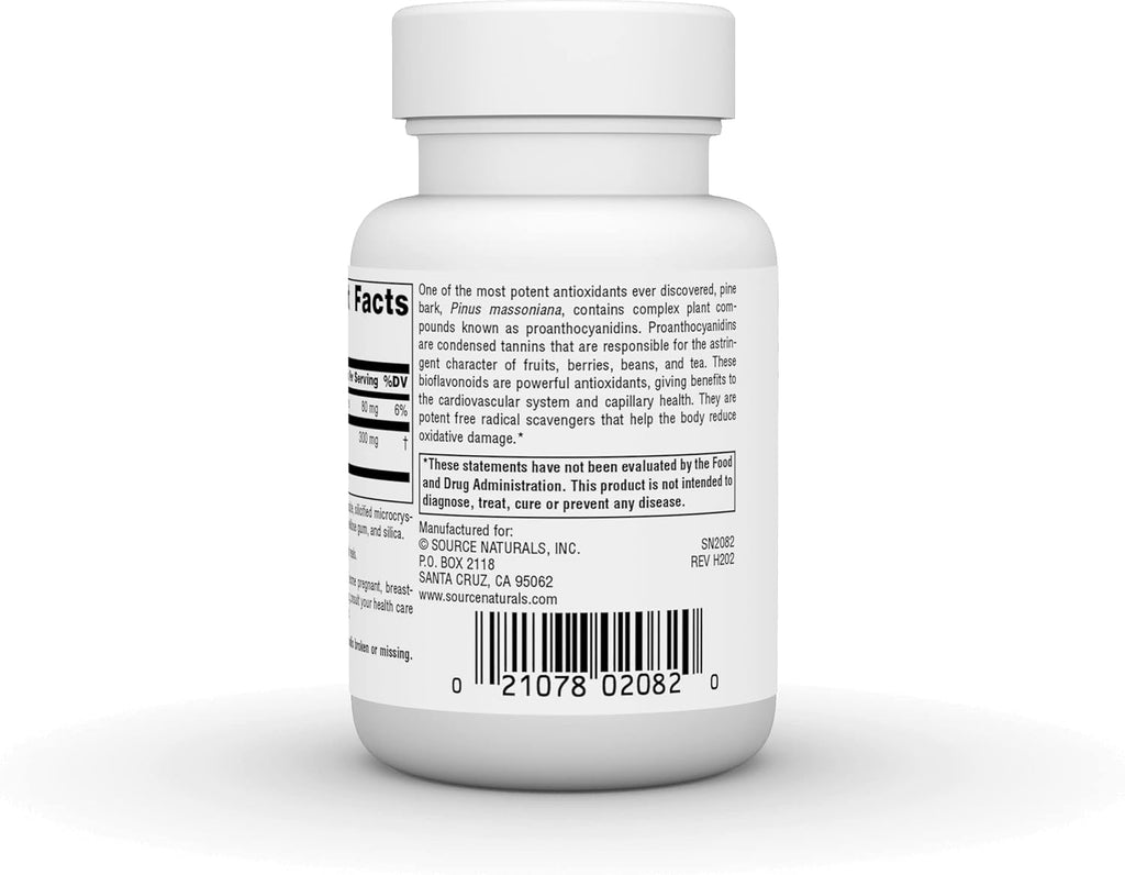 Source Naturals Extracto de Corteza de Pino - Antioxidante Multisistema - 150mg - 30 Comprimidos