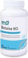 Klaire Labs Betaína HCl 648mg - Suplemento Digestivo Hipoalergénico, 100 Cápsulas