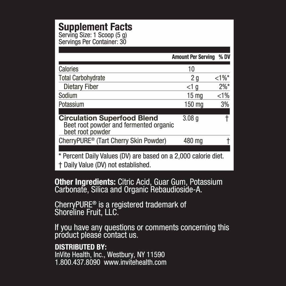 Invite Health Beets Hx® - Suplemento de Frutas y Verduras en Polvo - Remolacha y Cereza Ácida - 30 Dosis