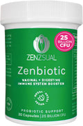 ZENZSUAL Zenbiotic Probióticos para Mujeres – 25 Mil Millones UFC, Salud Vaginal y Equilibrio del pH, Control de Olores y Levaduras, Salud Digestiva e Intestinal, Confort Urinario, 30 Cápsulas Veganas