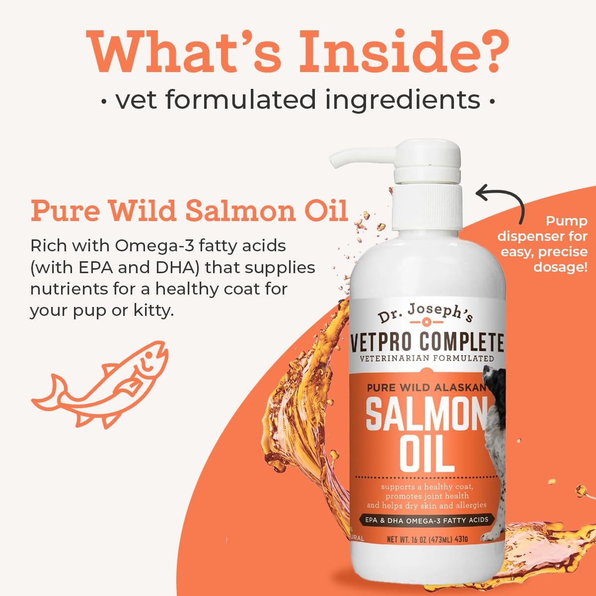 Vet Pro Complete Aceite de Salmón Salvaje de Alaska para Perros y Gatos - 473 ml